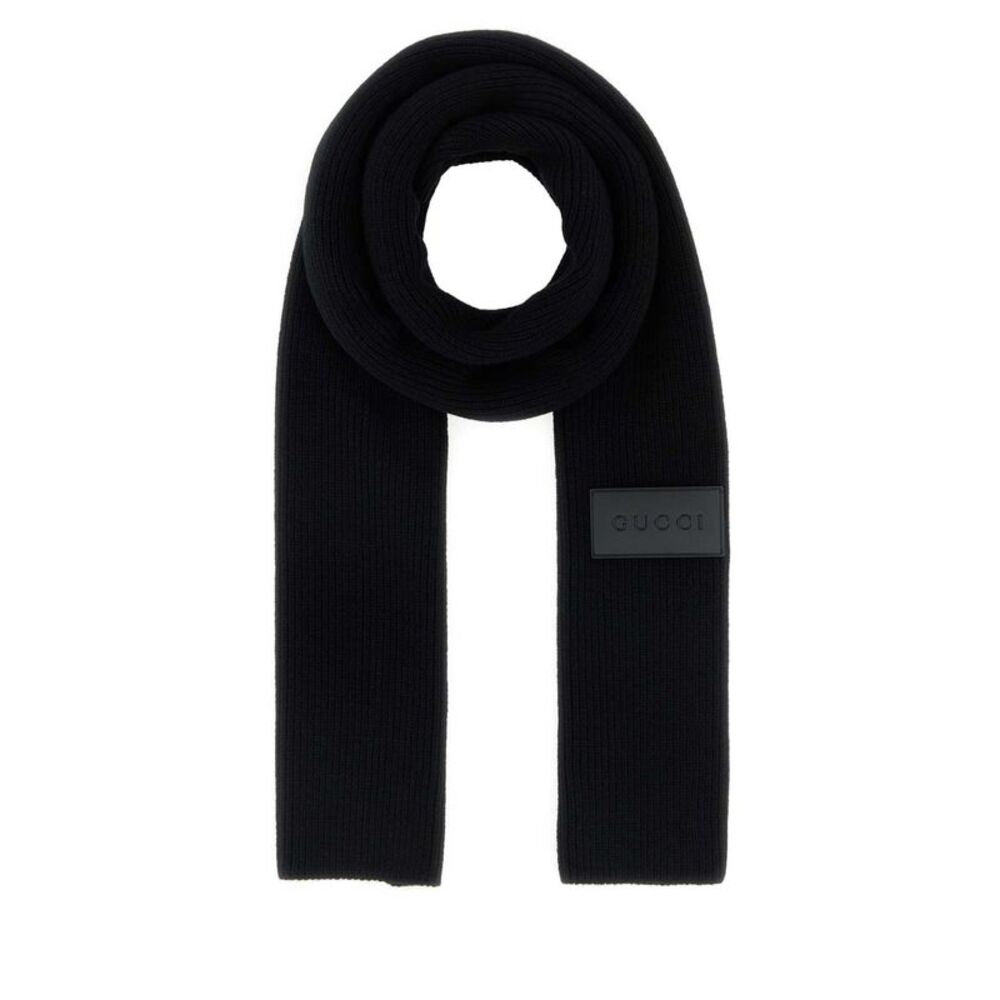 Gucci Men Black Wool Scarf
